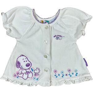 Baby Snoopy Vintage Butterfly Garden Button Up Top